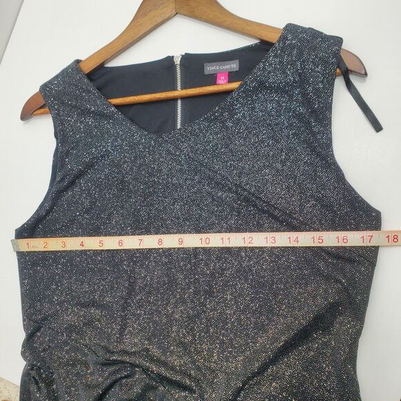 Vince Camuto Dress Women Medium Black Sequin Midi Sheath Lining with Sleeveless - Picture 5 of 13